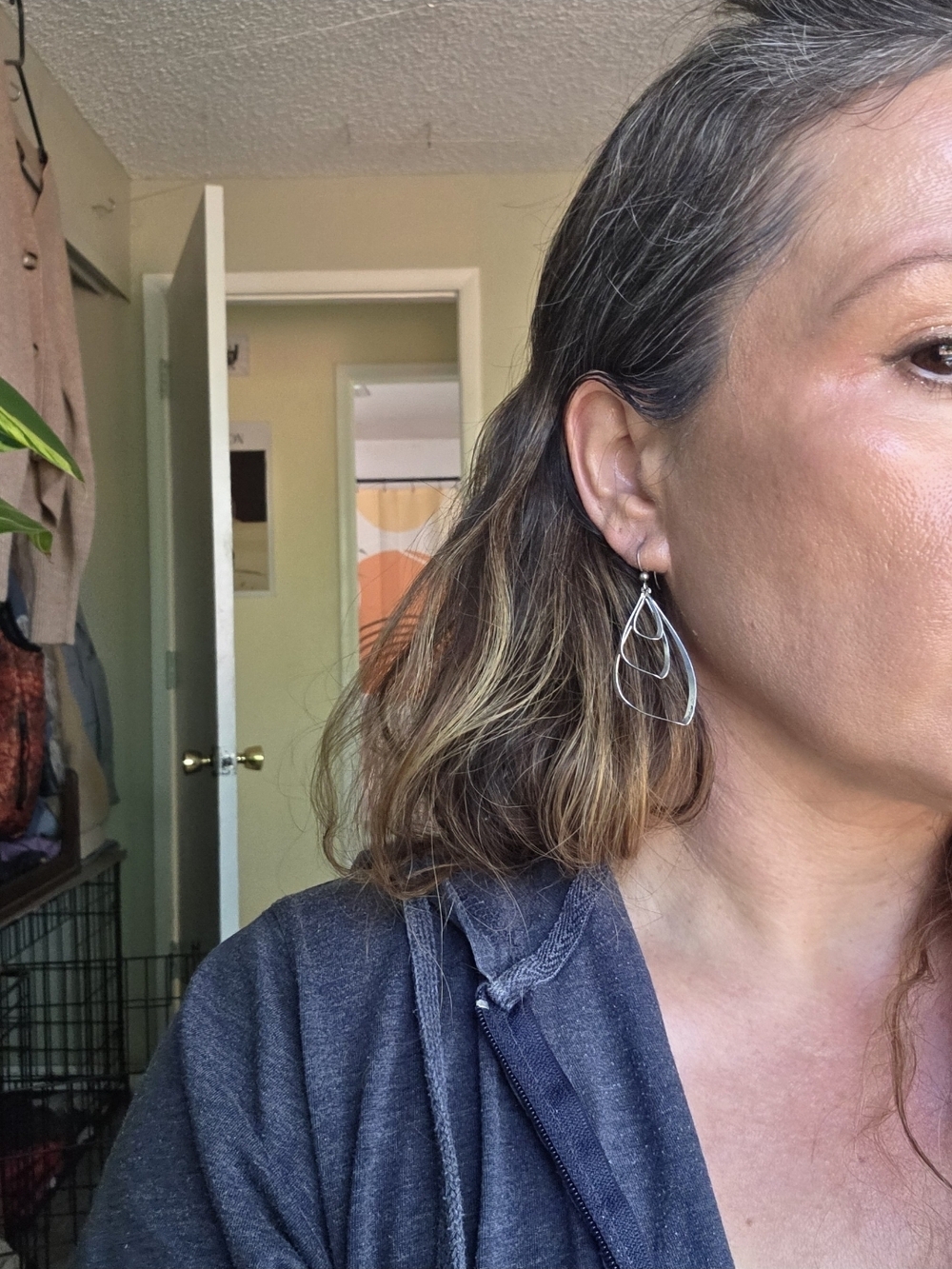 Layered Teardrop Dangle Earrings in Silver - Women's Jewelry